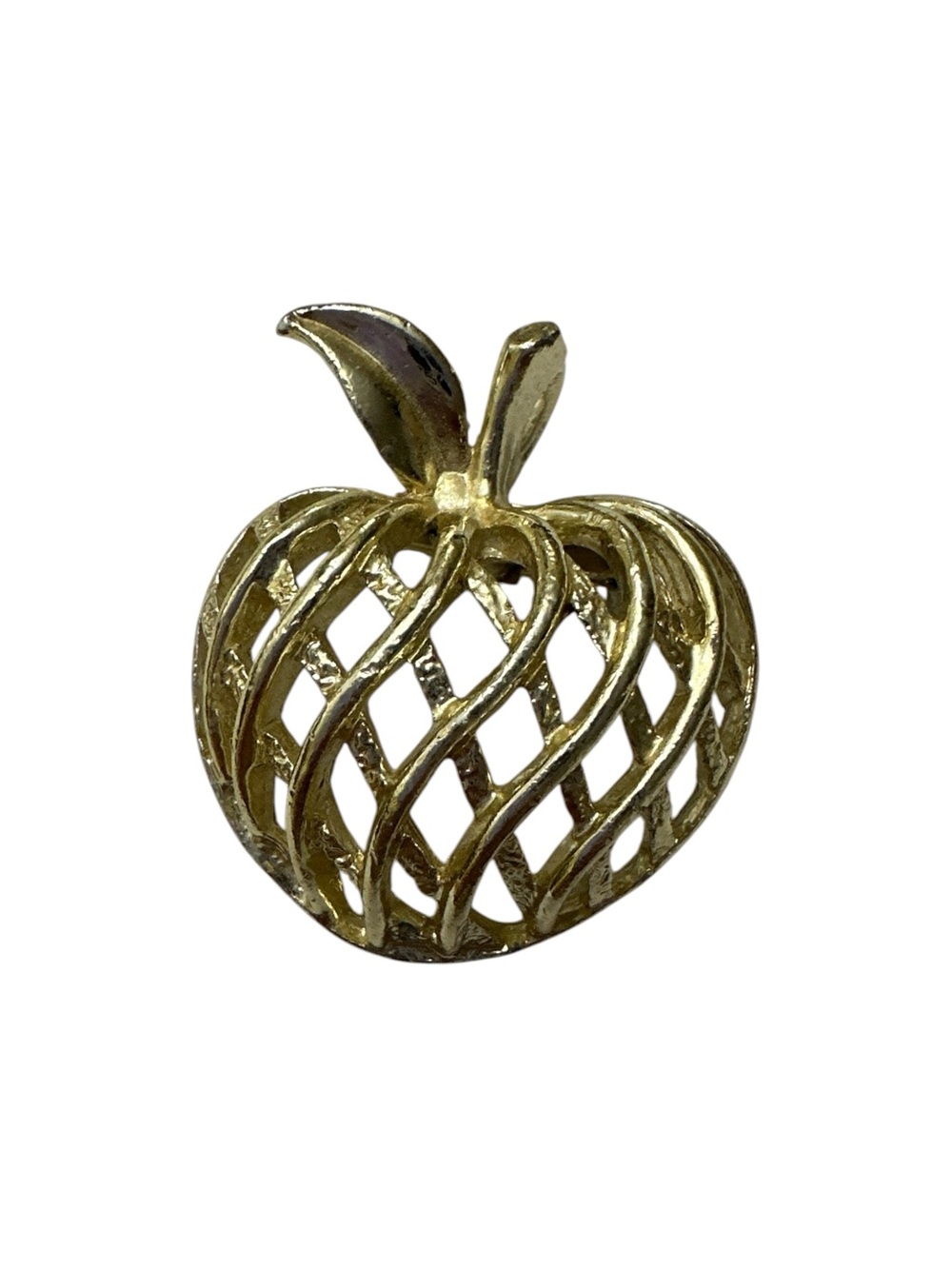 Gold Apple Lattice Brooch - Elegant Women’s Jewelry Accent